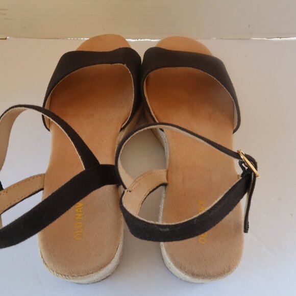 Old Navy Espadrille Wedge Black Sandals Sz 10 - Picture 12 of 15